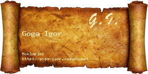 Goga Igor névjegykártya